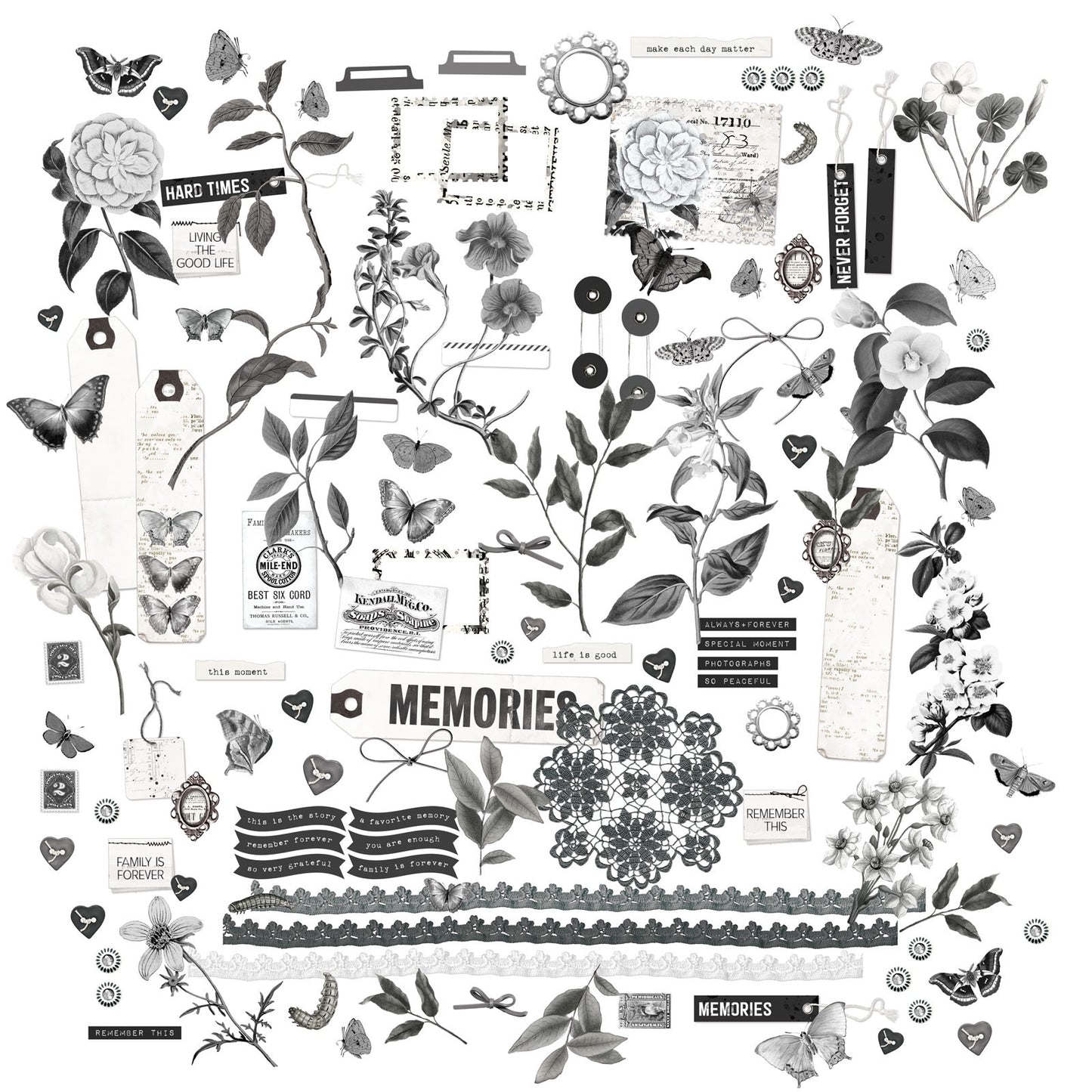 49 And Market Color Swatch: Charcoal Laser Cut Outs - Elements