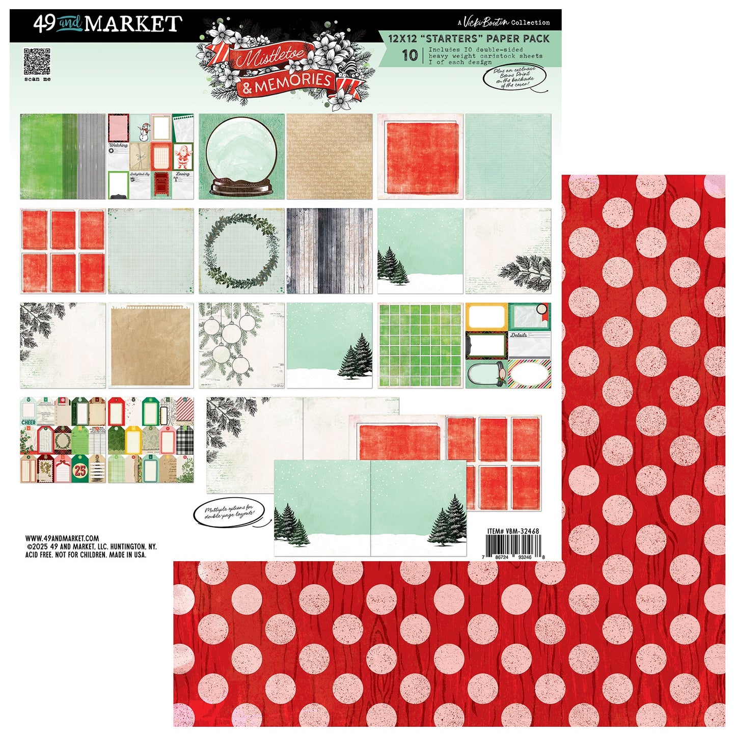 49 And Market Mistletoe And Memories Starters Collection Pack 12"X12"