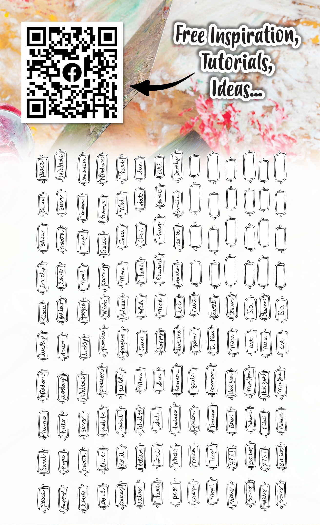 EP-9 - Ephemera Die-Cuts - Tiny Words White