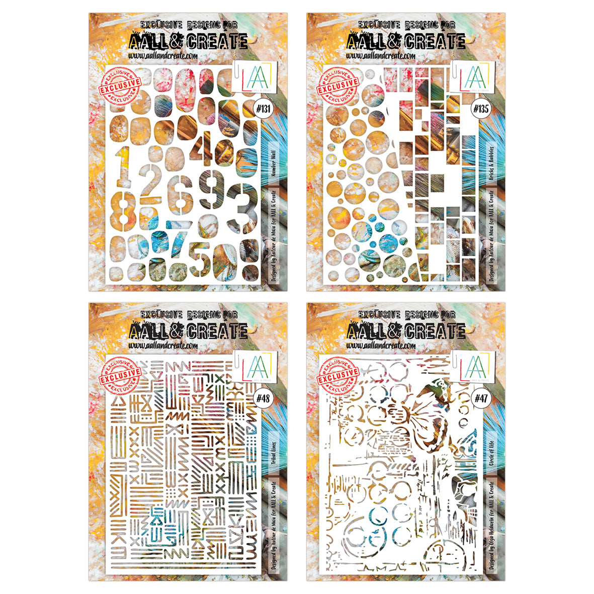 AALL & Create Set of 4x A4 stencil - Textures Galore