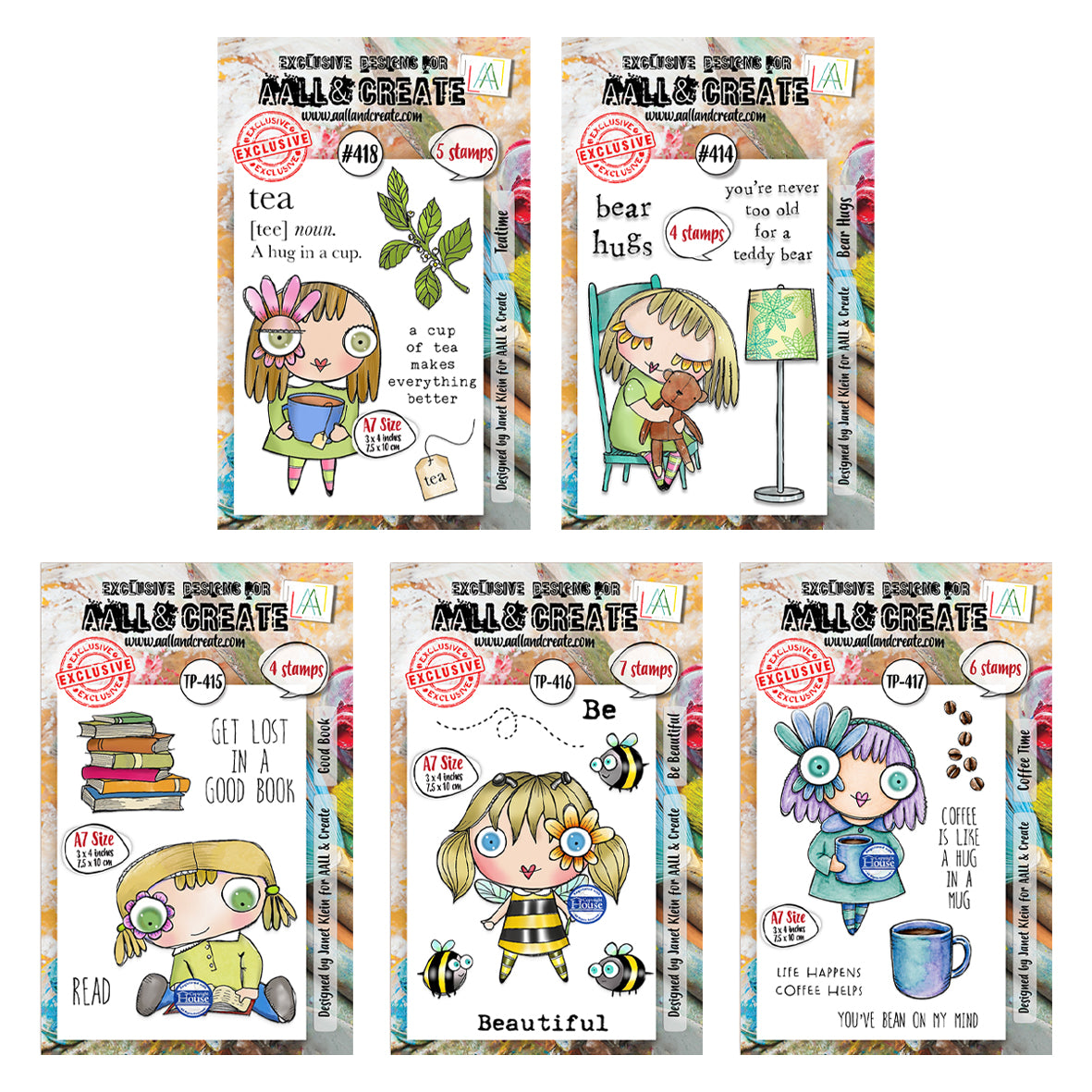 AALL & Create Set of 5x A7 Stamp sets - Hug Time