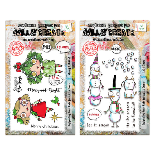 Janet Klein Merry & Bright and Let It Snow Stamp Bundle