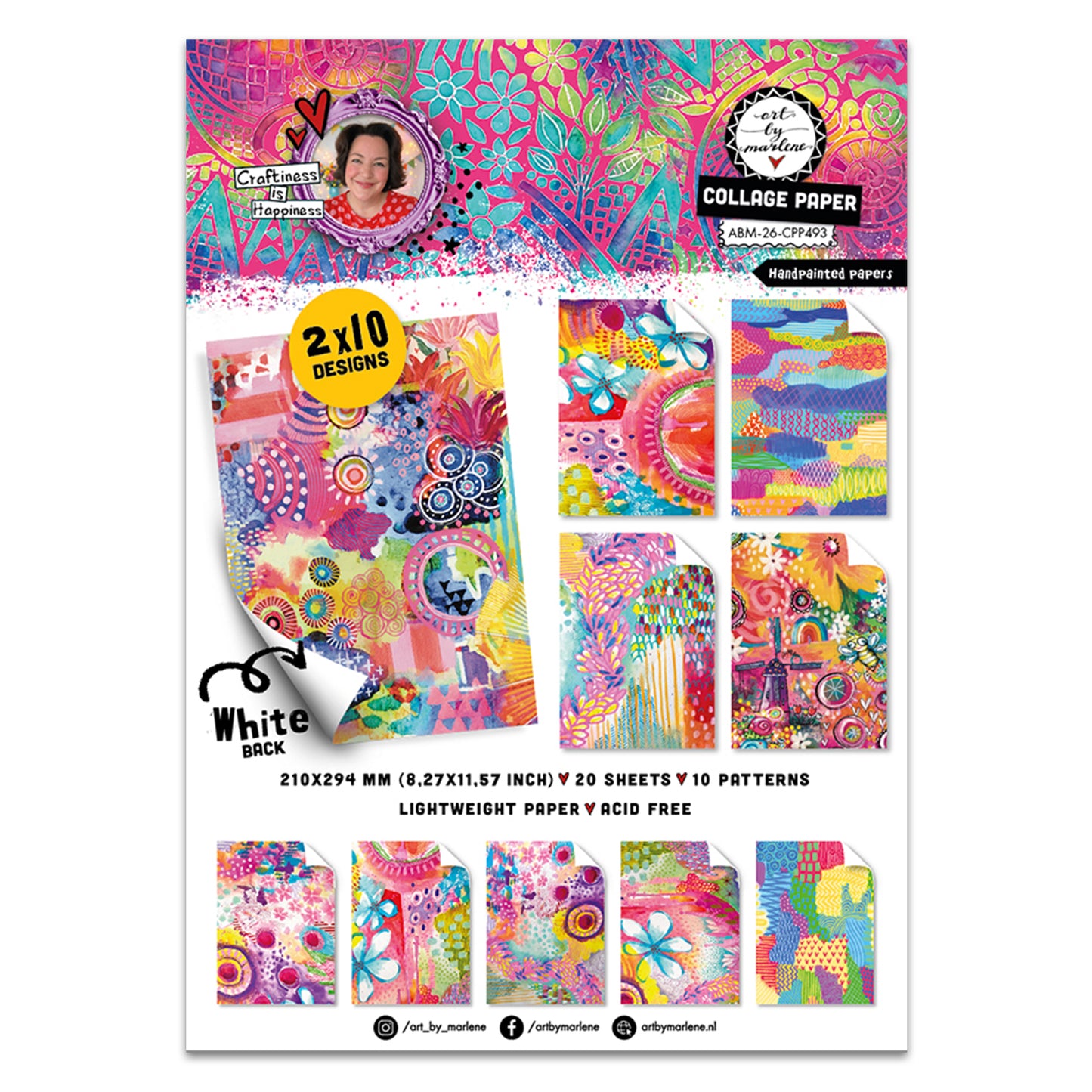 Studio Light ABM Collage Paper Pad Handpainted papers Art by Marlene ~ Ship from 28th Aug