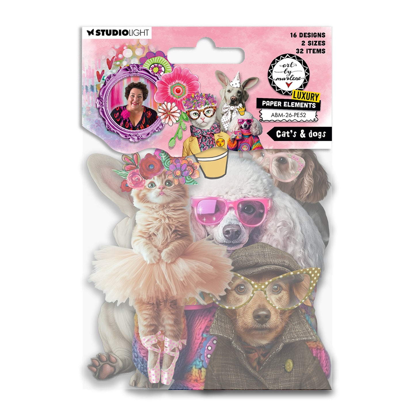 Art By Marlene Paper Elements Cat's & dogs Art by Marlene 130x150x5mm 32 Elements