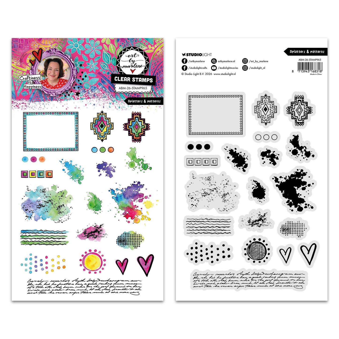 Studio Light ABM Clear Stamp Splatters & patterns Art by Marlene ~ Ship from 28th Aug