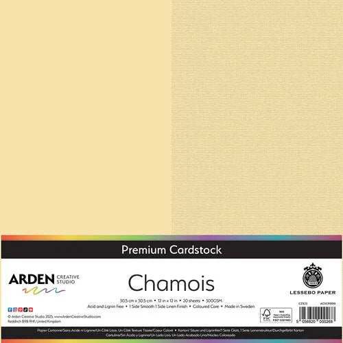 Arden Creative Studio Premium Cardstock Chamois 12in x 12in 300gsm 20 Pack