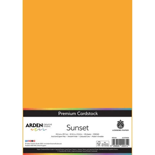 Arden Creative Studio Premium Cardstock Sunset A4 225gsm 20 Pack