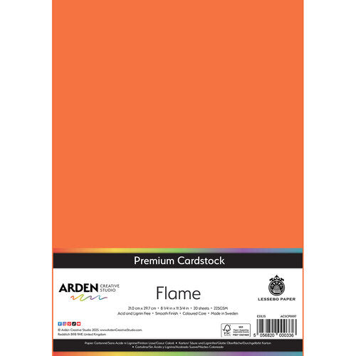 Arden Creative Studio Premium Cardstock Flame A4 225gsm 20 Pack