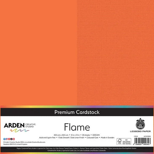 Arden Creative Studio Premium Cardstock Flame 12in x 12in 300gsm 20 Pack