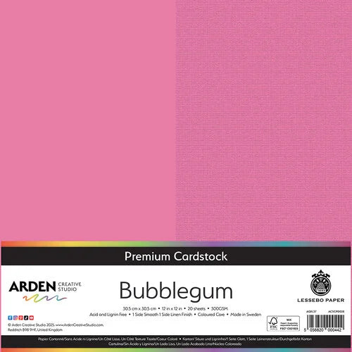 Arden Creative Studio Premium Cardstock Bubblegum 12in x 12in 300gsm 20 Pack