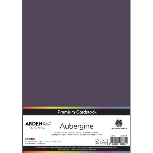Arden Creative Studio Premium Cardstock Aubergine A4 225gsm 20 Pack