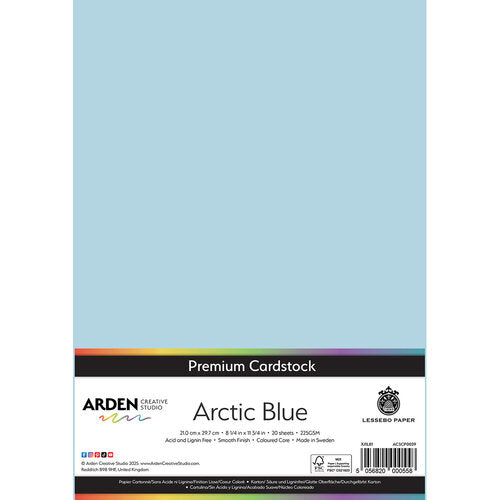 Arden Creative Studio Premium Cardstock Arctic Blue A4 225gsm 20 Pack