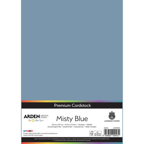 Arden Creative Studio Premium Cardstock Misty Blue A4 225gsm 20 Pack