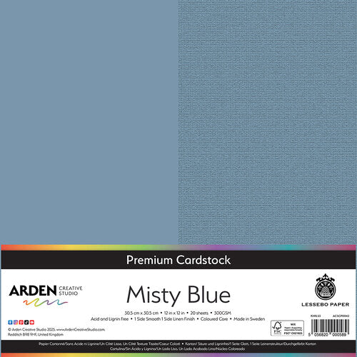 Arden Creative Studio Premium Cardstock Misty Blue 12in x 12in 300gsm 20 Pack