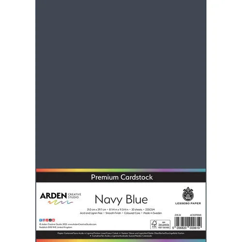 Arden Creative Studio Premium Cardstock Navy Blue A4 225gsm 20 Pack