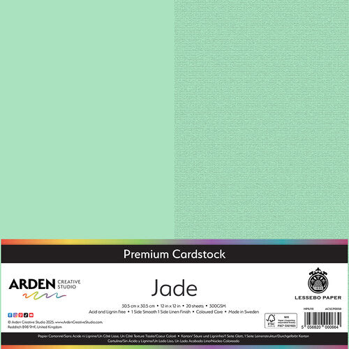 Arden Creative Studio Premium Cardstock Jade 12in x 12in 300gsm 20 Pack