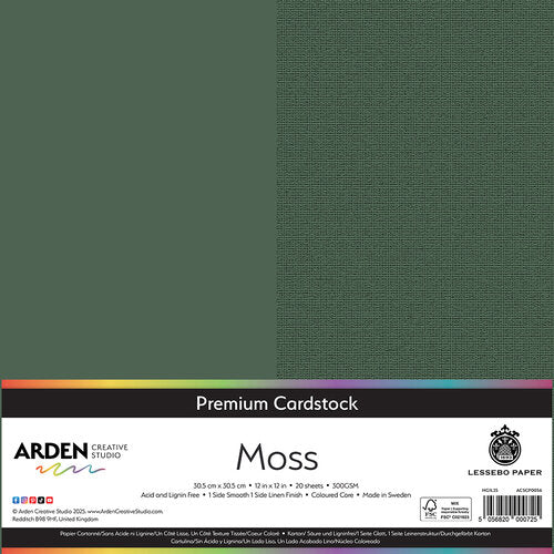 Arden Creative Studio Premium Cardstock Moss 12in x 12in 300gsm 20 Pack