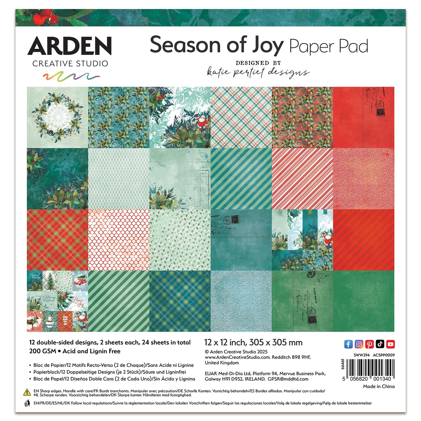 Arden Creative Studio Season of Joy 12in x 12in Paper Pad