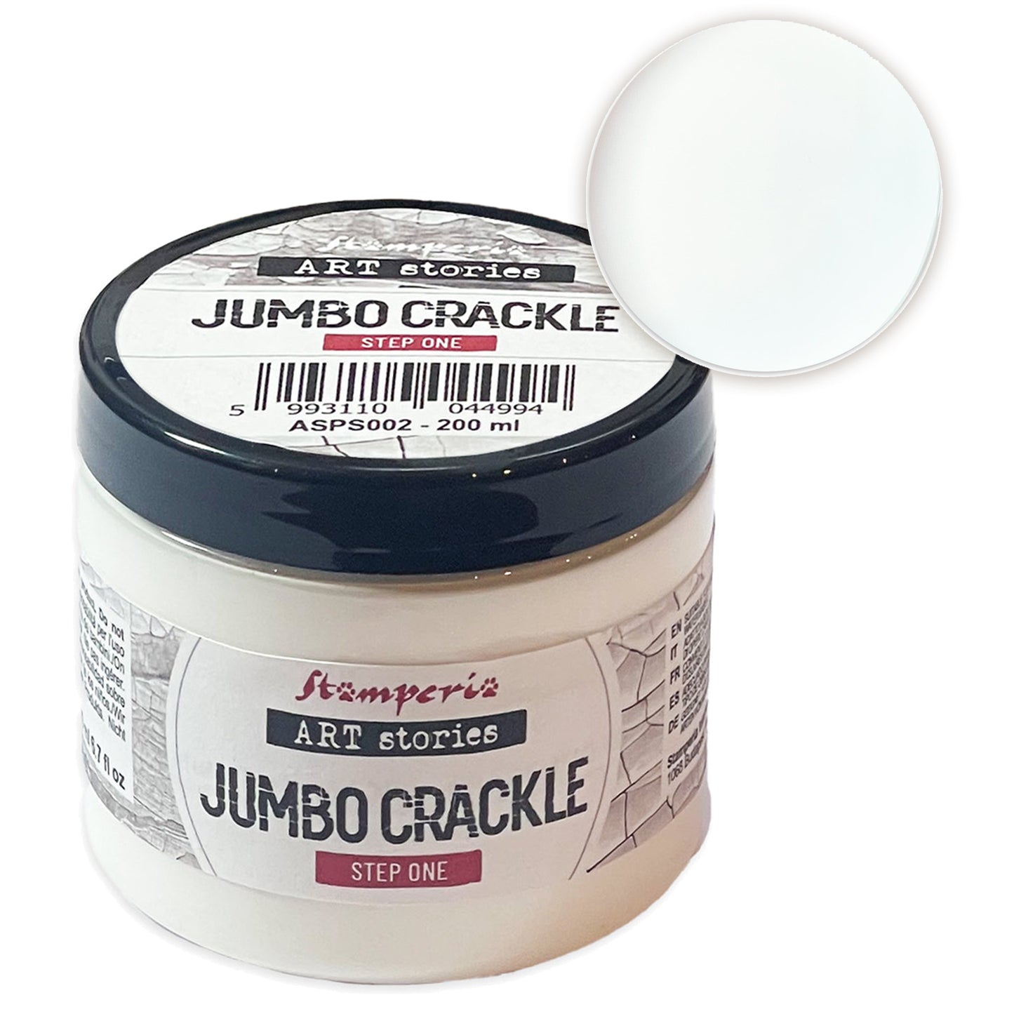 Stamperia Art Stories Texture Paste 200ml Jumbo Crackle Transparent Step 1