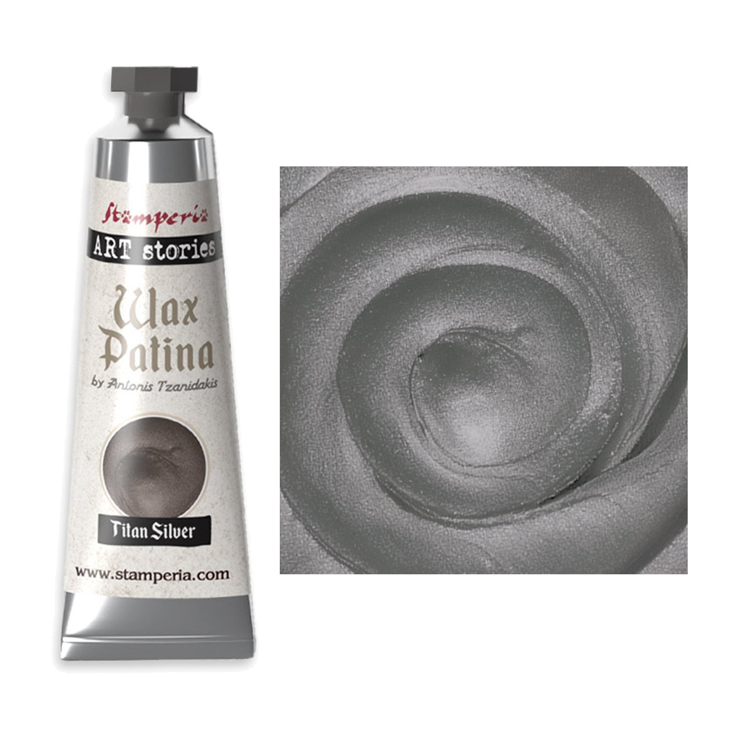 Stamperia Art Stories Wax Patina 40ml Titan Silver