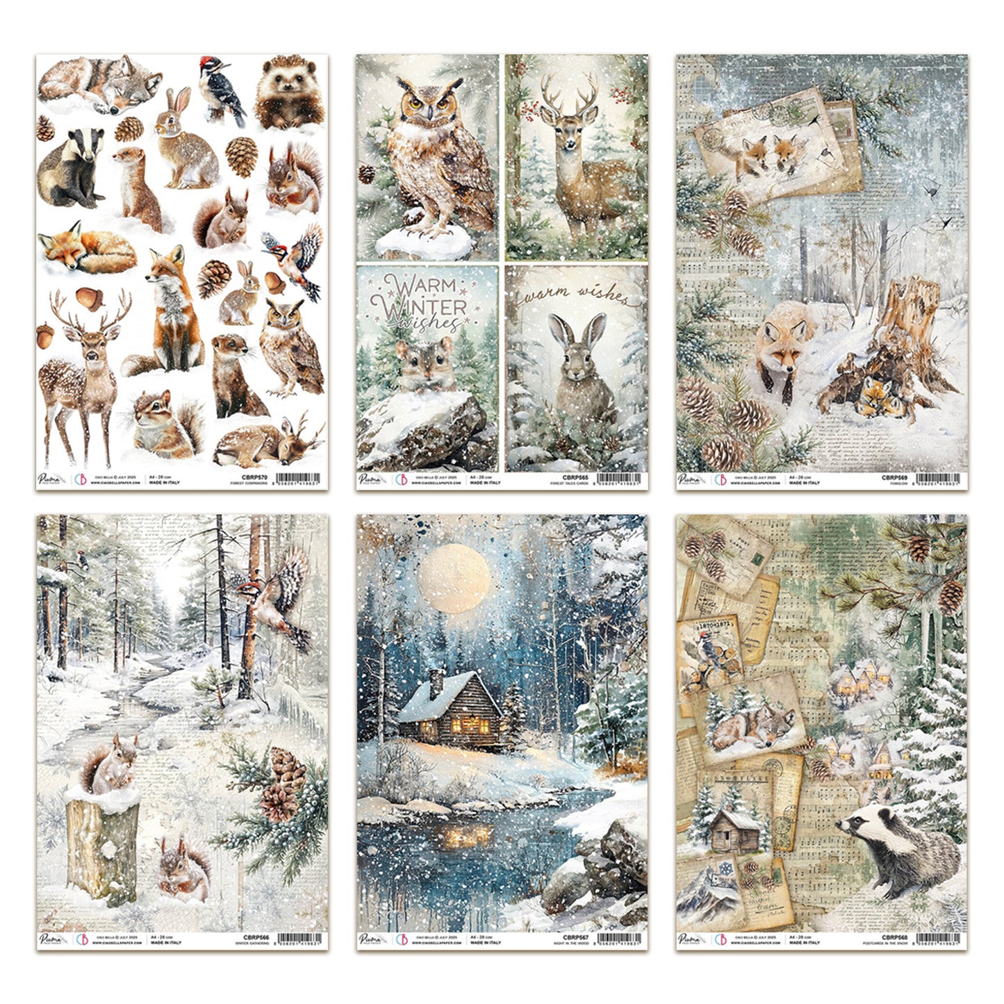 Ciao Bella Forest Tales A4 Rice Paper Bundle - 6 Pcs