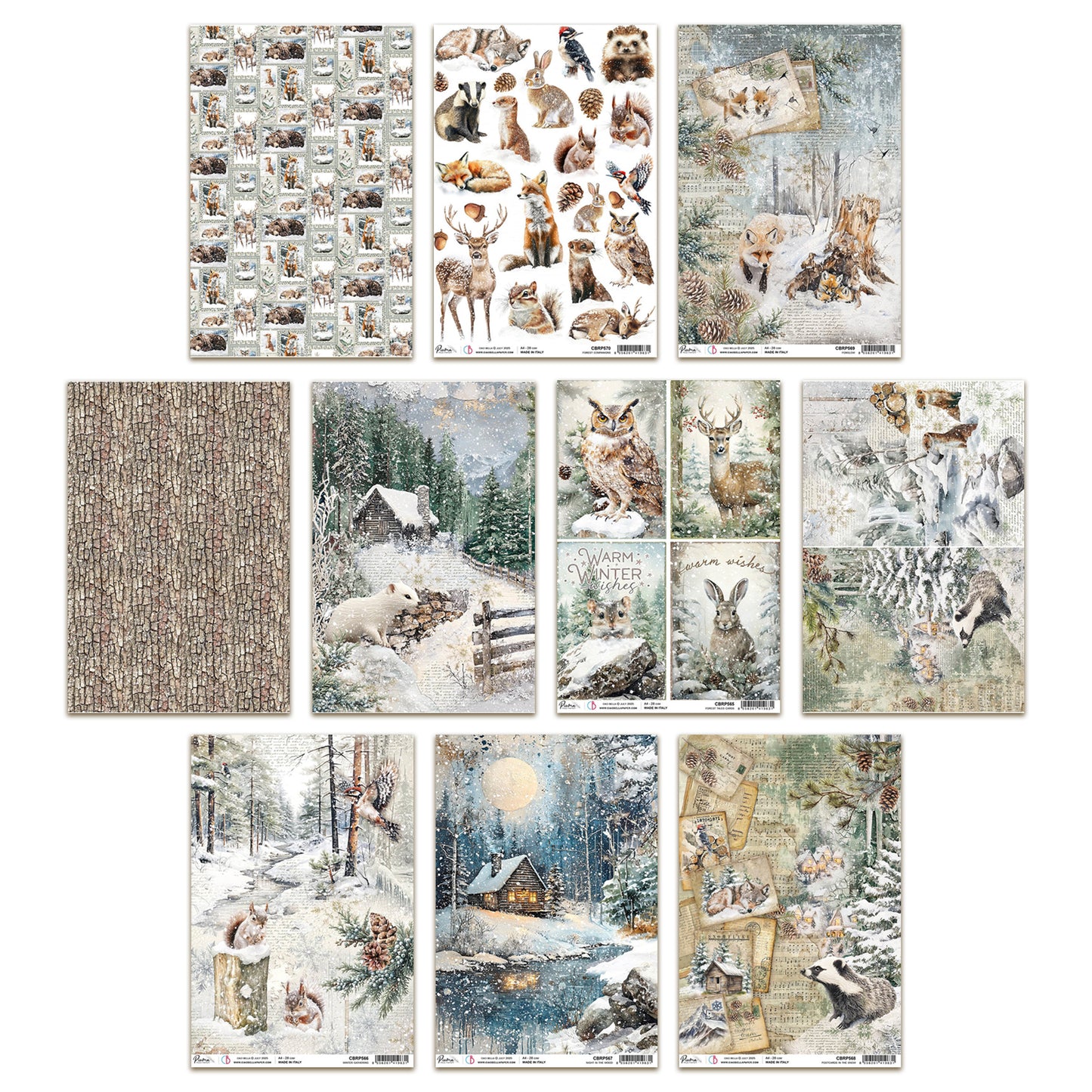 Ciao Bella Forest Tales A4 Rice Paper Bundle - 10 Pcs