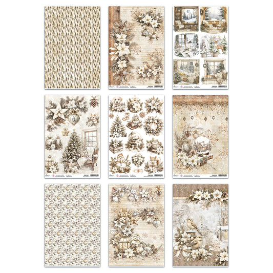 Ciao Bella Winter Season A4 Rice Paper Bundle - 9 Pcs