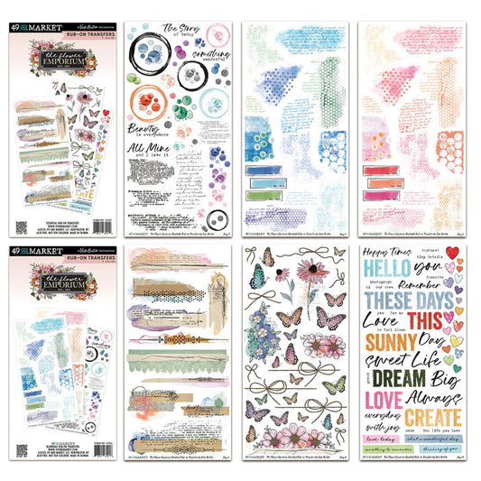 49 and Market The Flower Emporium Rub-on Transfers Bundle