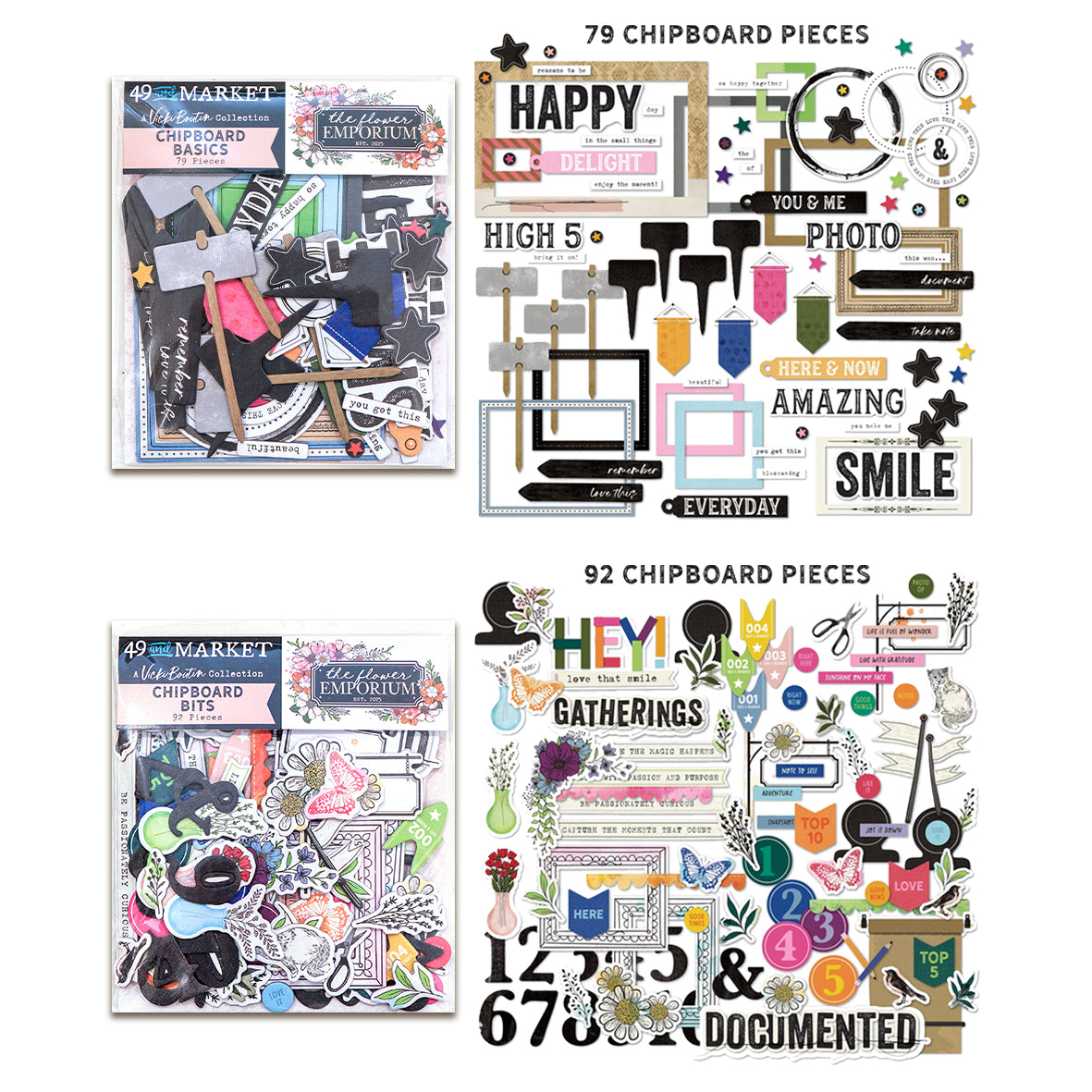 49 and Market The Flower Emporium Chipboard Bundle