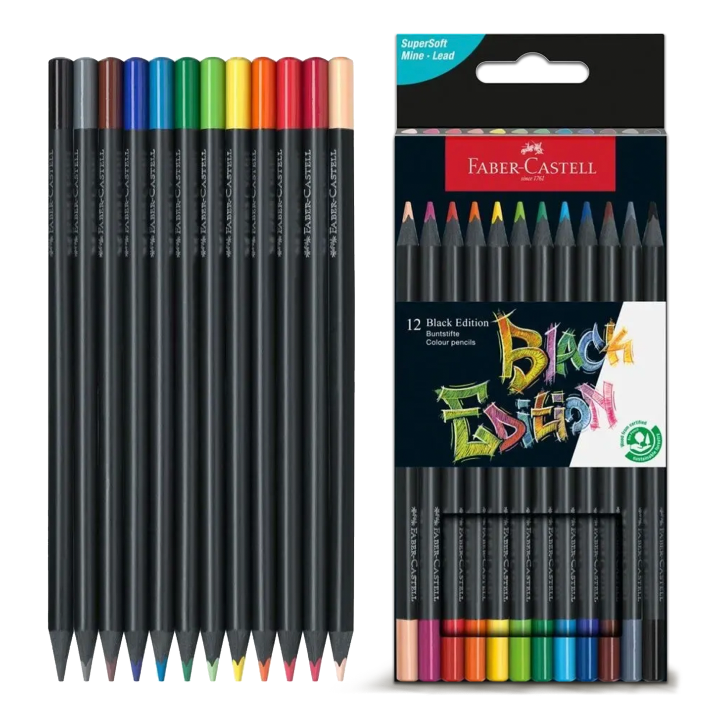 Faber Castell Black Edition Colour Pencils (12pcs)