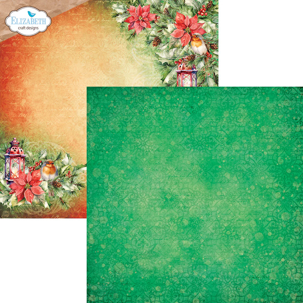 Elizabeth Craft Designs Festive Holly - 12x12 Inch Patterned Cardstock Paper