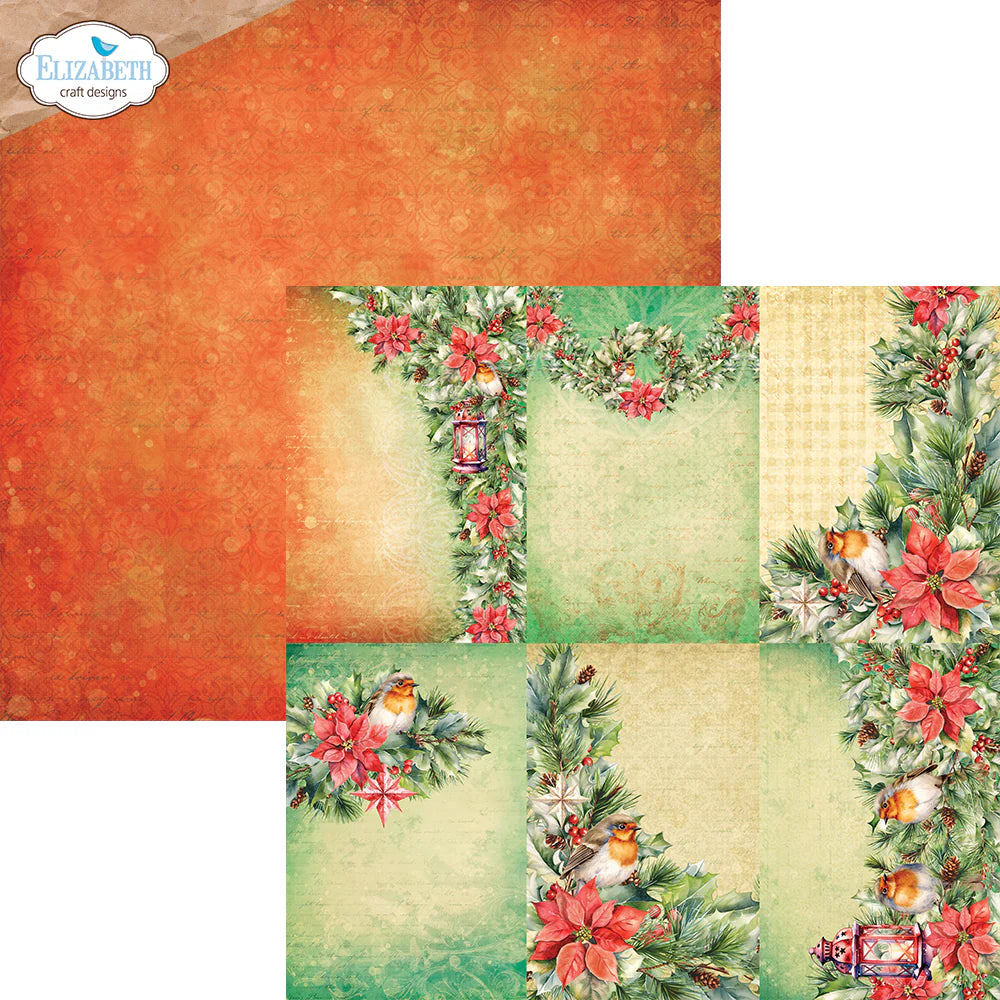 Elizabeth Craft Designs Festive Holly - 12x12 Inch Patterned Cardstock Paper