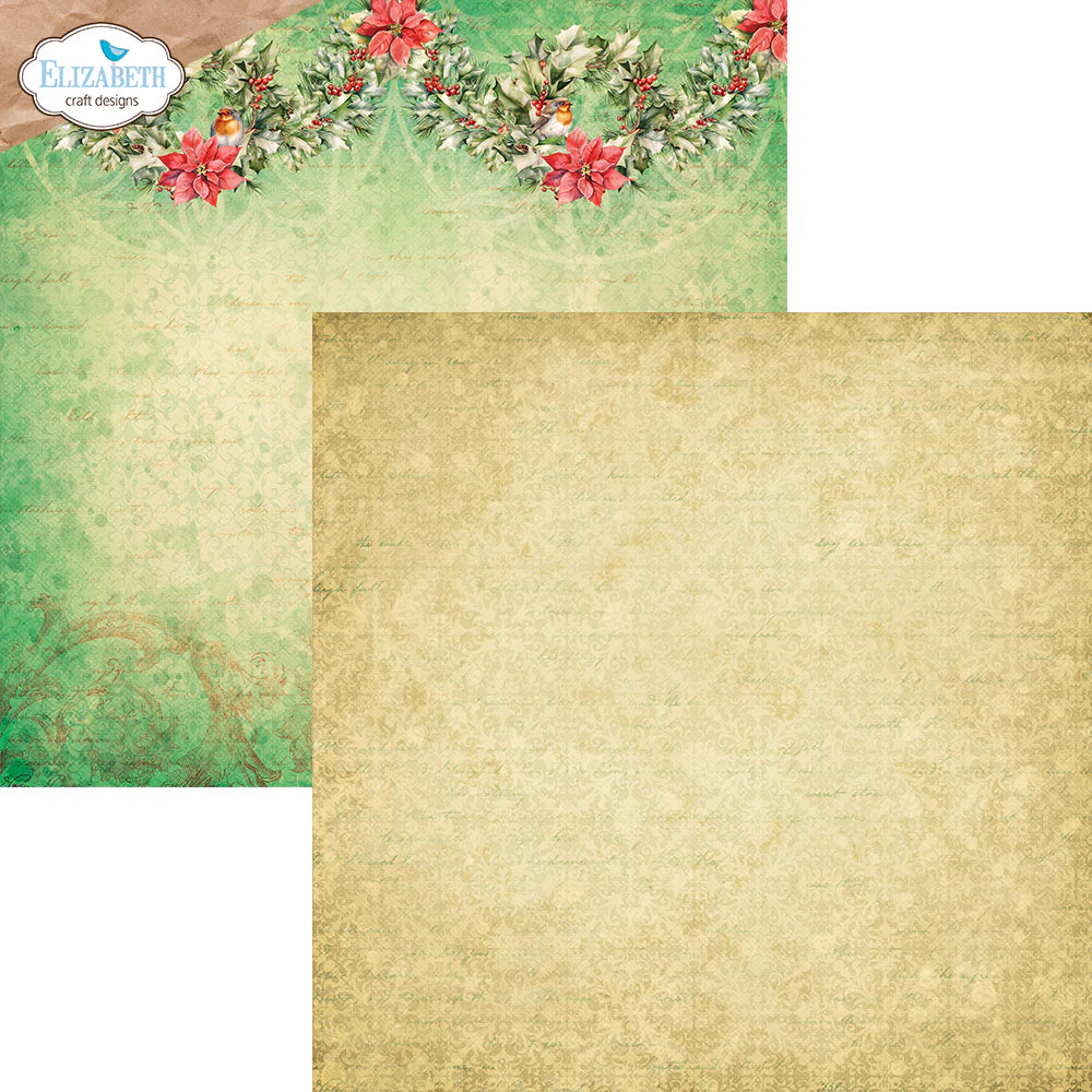 Elizabeth Craft Designs Festive Holly - 12x12 Inch Patterned Cardstock Paper