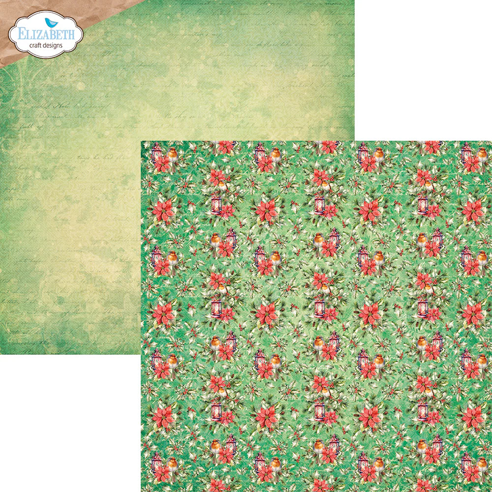 Elizabeth Craft Designs Festive Holly - 12x12 Inch Patterned Cardstock Paper