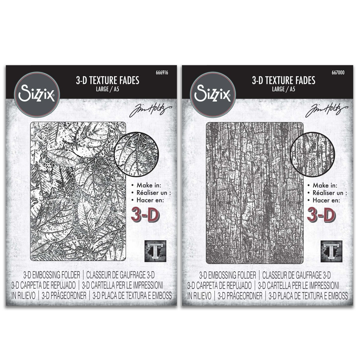 Sizzix 3-D Texture Fades Embossing Folder Bundle by Tim Holtz