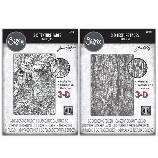 Sizzix 3-D Texture Fades Embossing Folder Bundle by Tim Holtz
