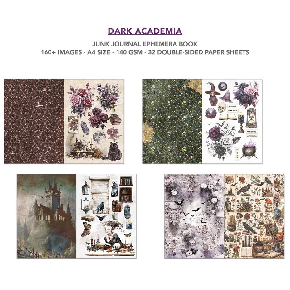 Ciao Bella Dark Academia A4 Junk Journal Ephemera Book (32pcs)