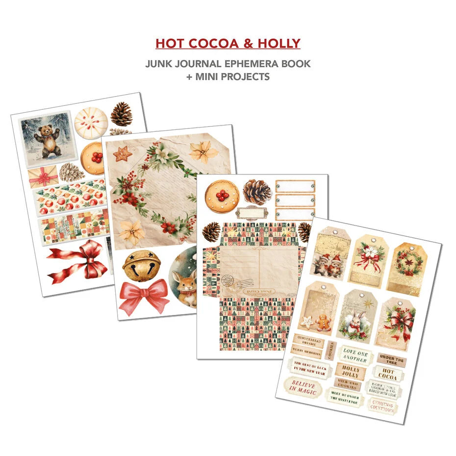 Ciao Bella Hot Cocoa & Holly A4 Junk Journal Ephemera Book (32pcs)