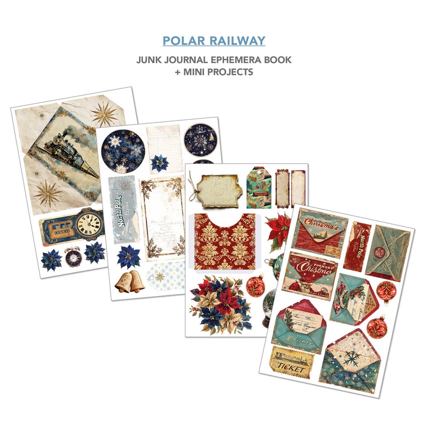 Ciao Bella Polar Railway A4 Junk Journal Ephemera Book (32pcs)