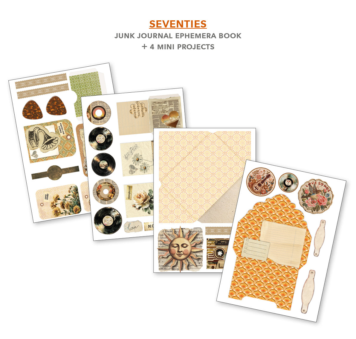 Ciao Bella Seventies A4 Junk Journal Ephemera Book (32pcs)