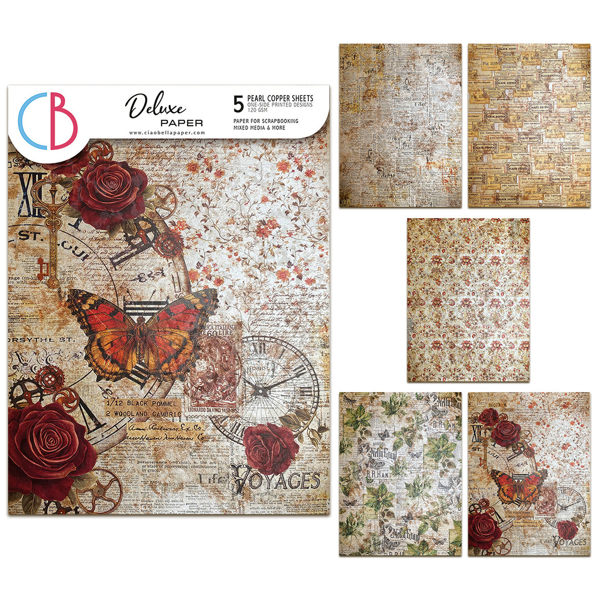 Ciao Bella Cabinet of Curiosities A4 Deluxe Paper Pearl-Copper (5pcs)