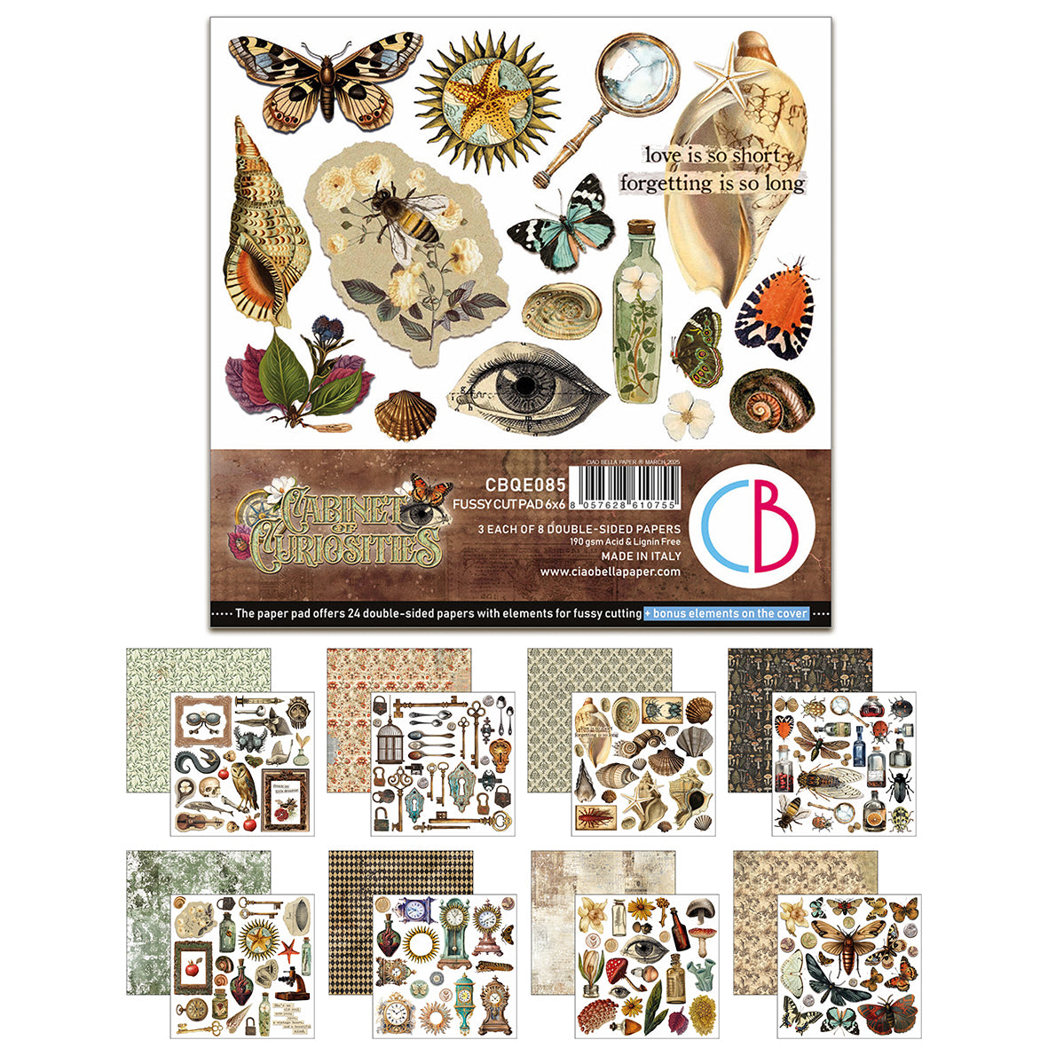 Ciao Bella Cabinet of Curiosities 6x6 Inch Fussy Cut Pad (24pcs)