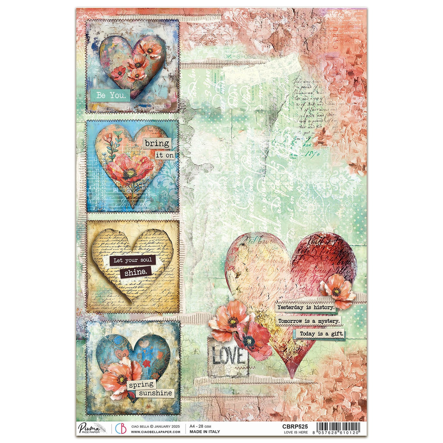 Ciao Bella Majestic Dream Rice Paper A4 Love is Here (1pc)
