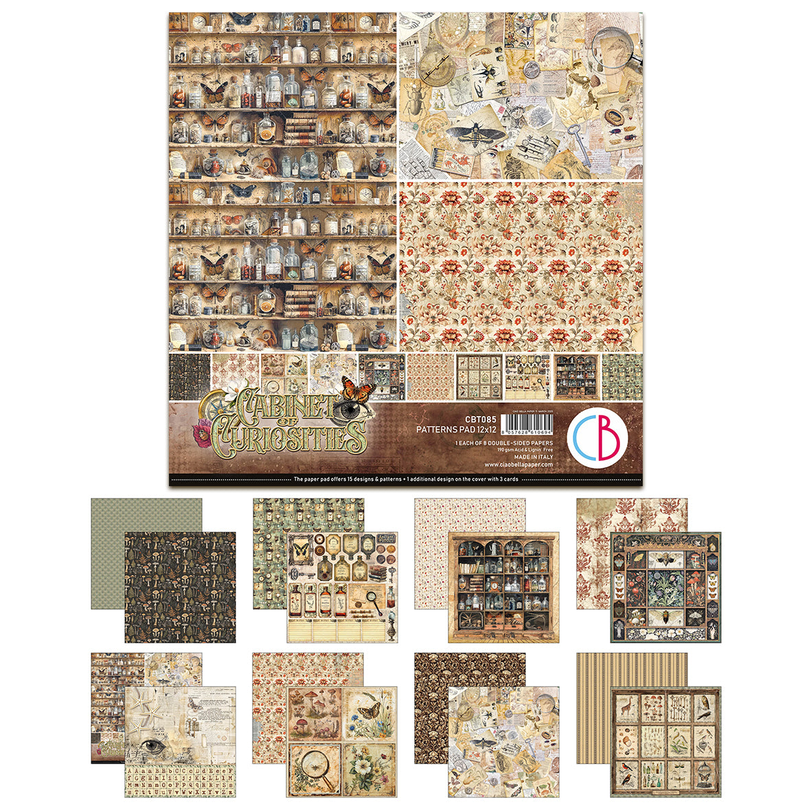 Ciao Bella Cabinet of Curiosities 12x12 Inch Patterns Pad (8pcs)