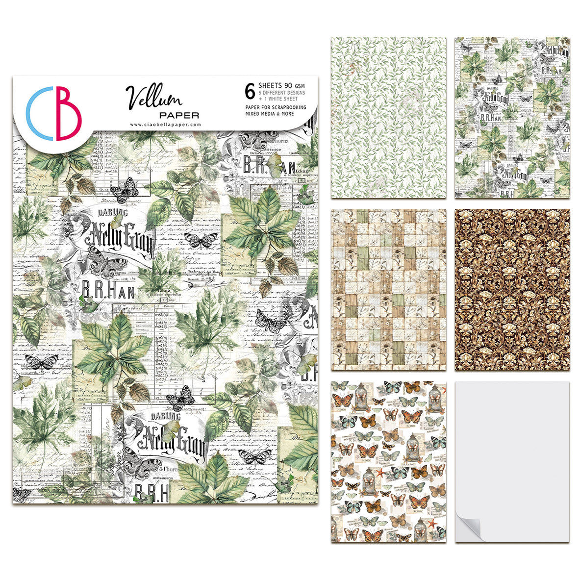 Ciao Bella Cabinet of Curiosities A4 Vellum Paper Patterns (6pcs)