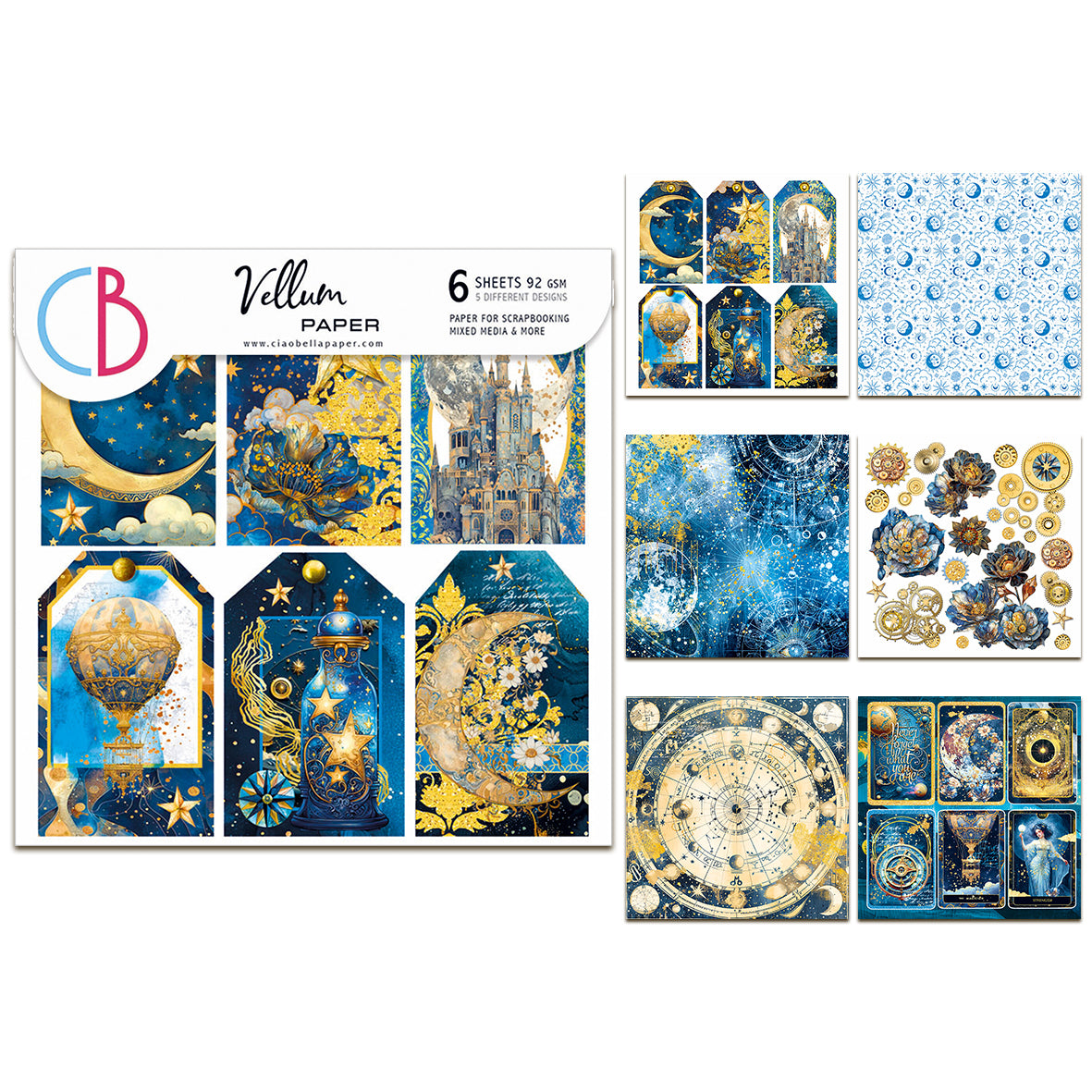 Ciao Bella Celestial 6x6 Inch Vellum Fussy Cut (6pcs)