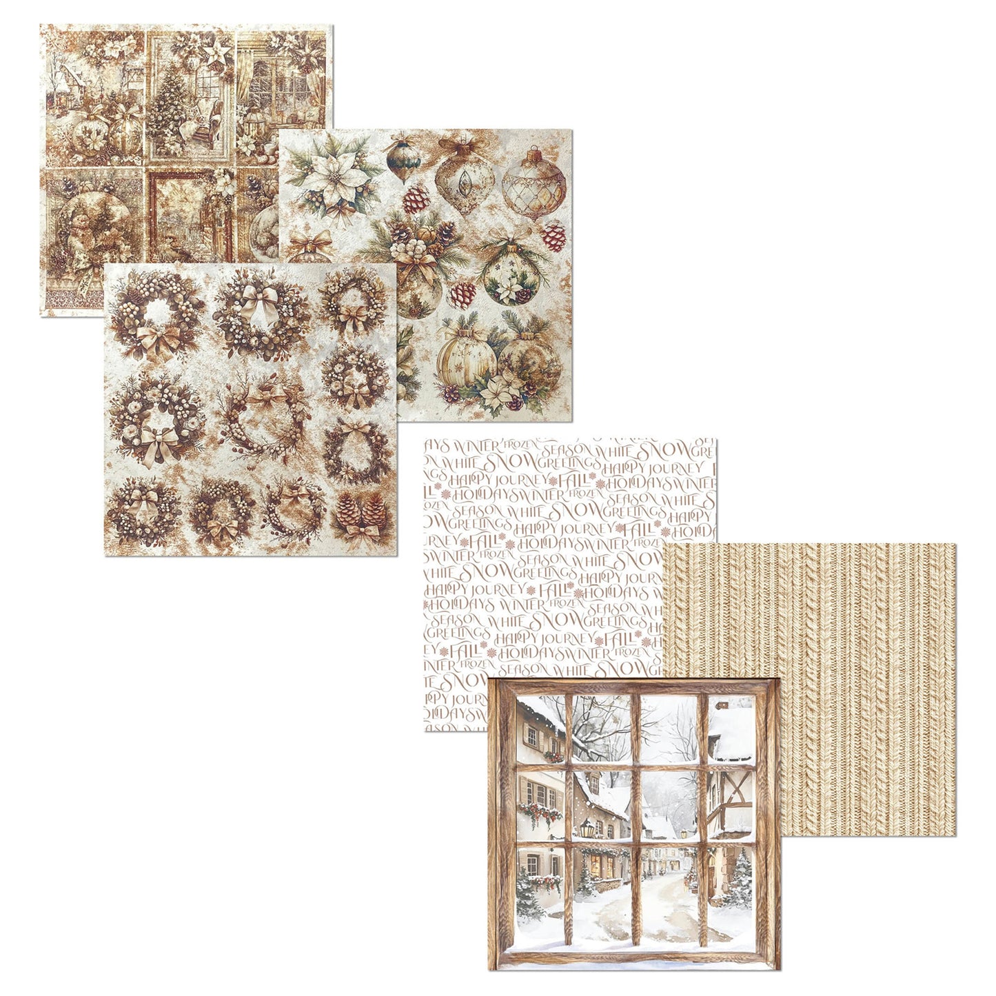 Ciao Bella Winter Season 6x6 Inch Deluxe Paper Pearl Copper & Vellum Dual Pack Mixed (6pcs)