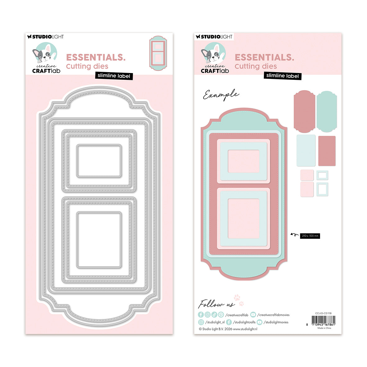 Studio Light Creative Craftlab Cutting Die Slimline label Essentials