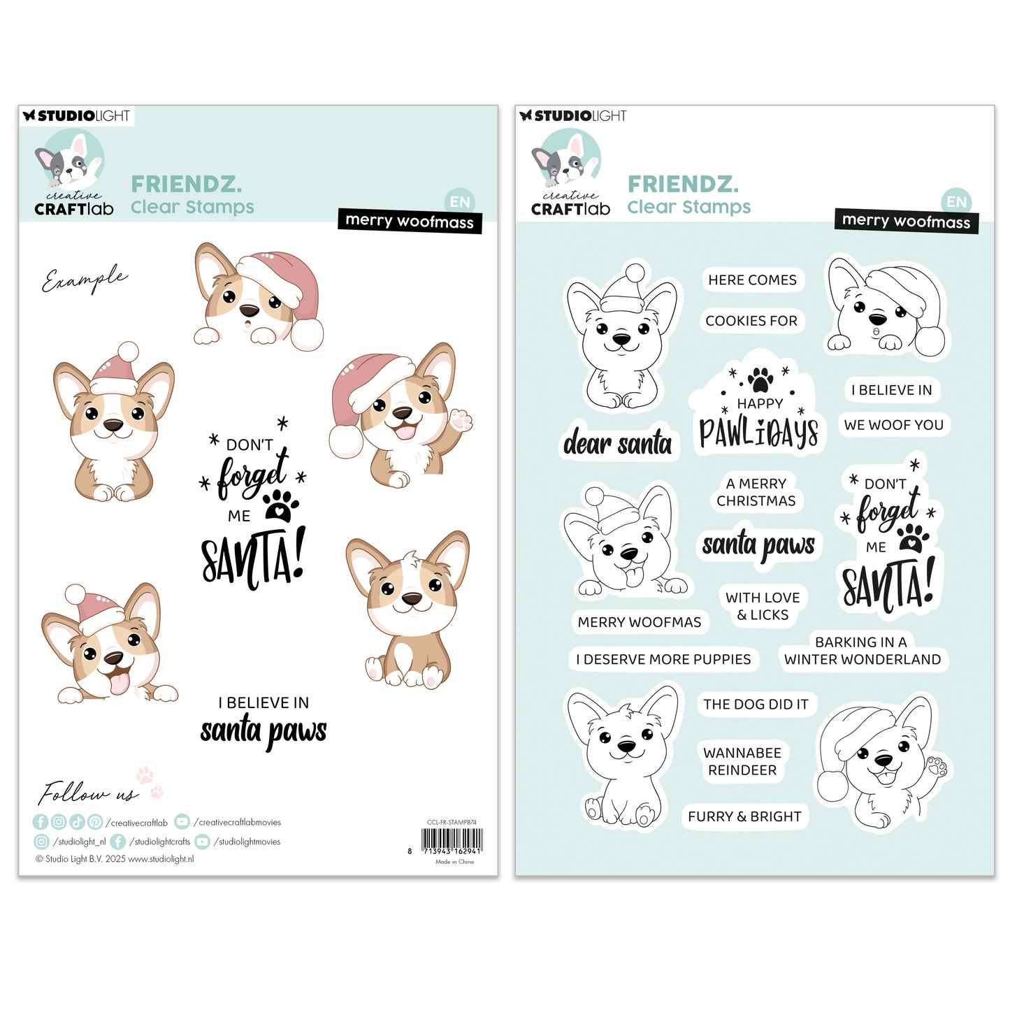Creative Craftlab Friendz Clear Stamps Merry Woofmass