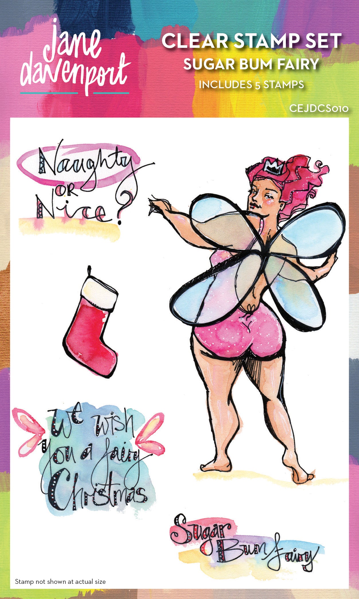 Creative Expressions Jane Davenport Sugar Bum Fairy 4 in x 6 in Clear Stamp Set